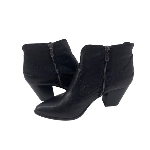 Frye Womens Black Leather Ankle Boots Size 8.5M Zipper Closure - Picture 6 of 13